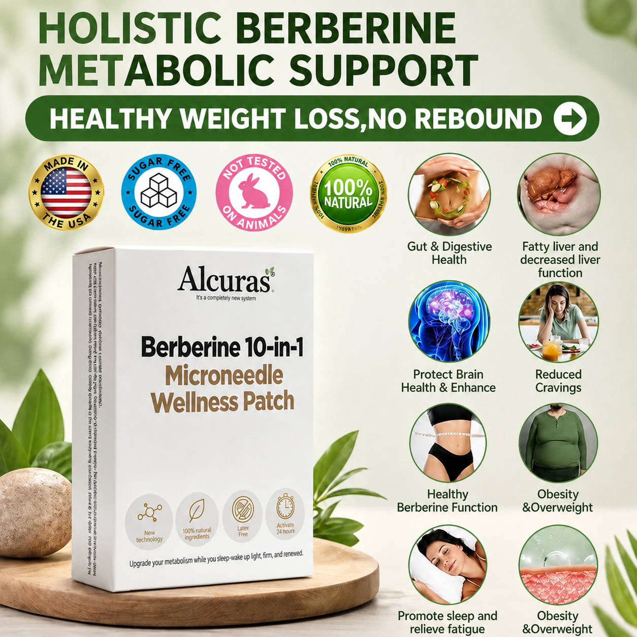 Alcuras® Berberine 10-in-1 Nano Microneedle Patch | ✅ Science-Backed Formula | 10-in-1 Advanced Blend | Visible Results in 7 Days 🏅
