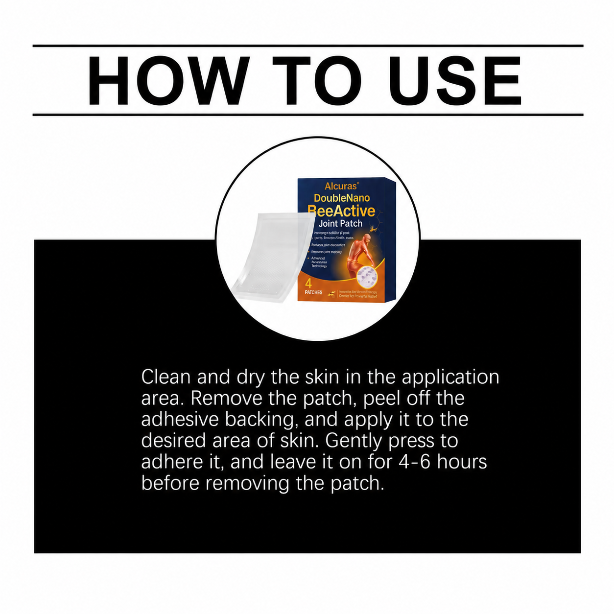 Alcuras® Dual Nano Bee Venom Joint Relief Patch 24H Continuous Penetration Pain Relief Patch