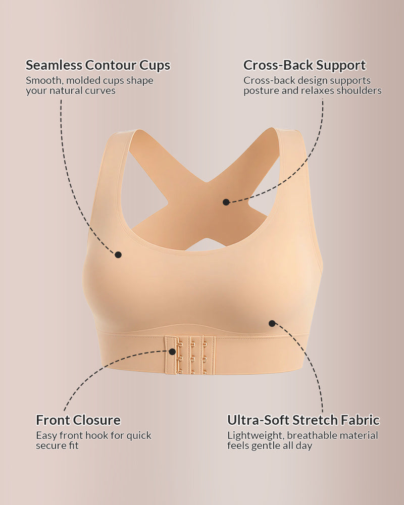🔥Front Closure Cross-Back Wireless Posture Bra