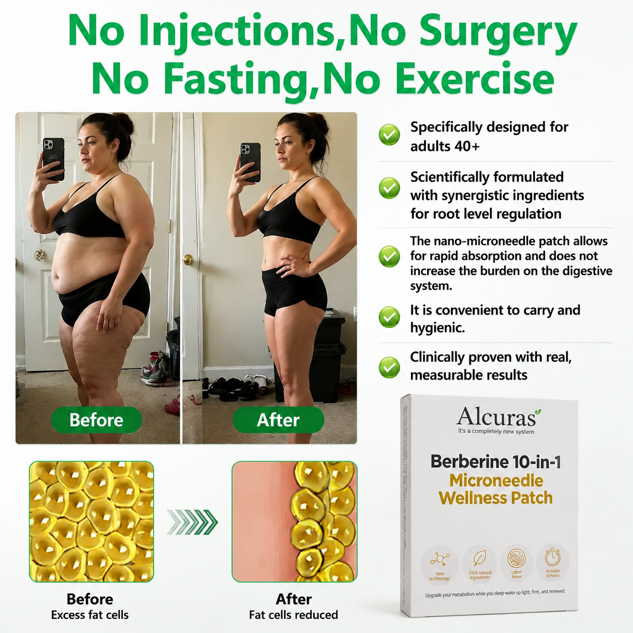 Alcuras® Berberine 10-in-1 Nano Microneedle Patch | ✅ Science-Backed Formula | 10-in-1 Advanced Blend | Visible Results in 7 Days 🏅