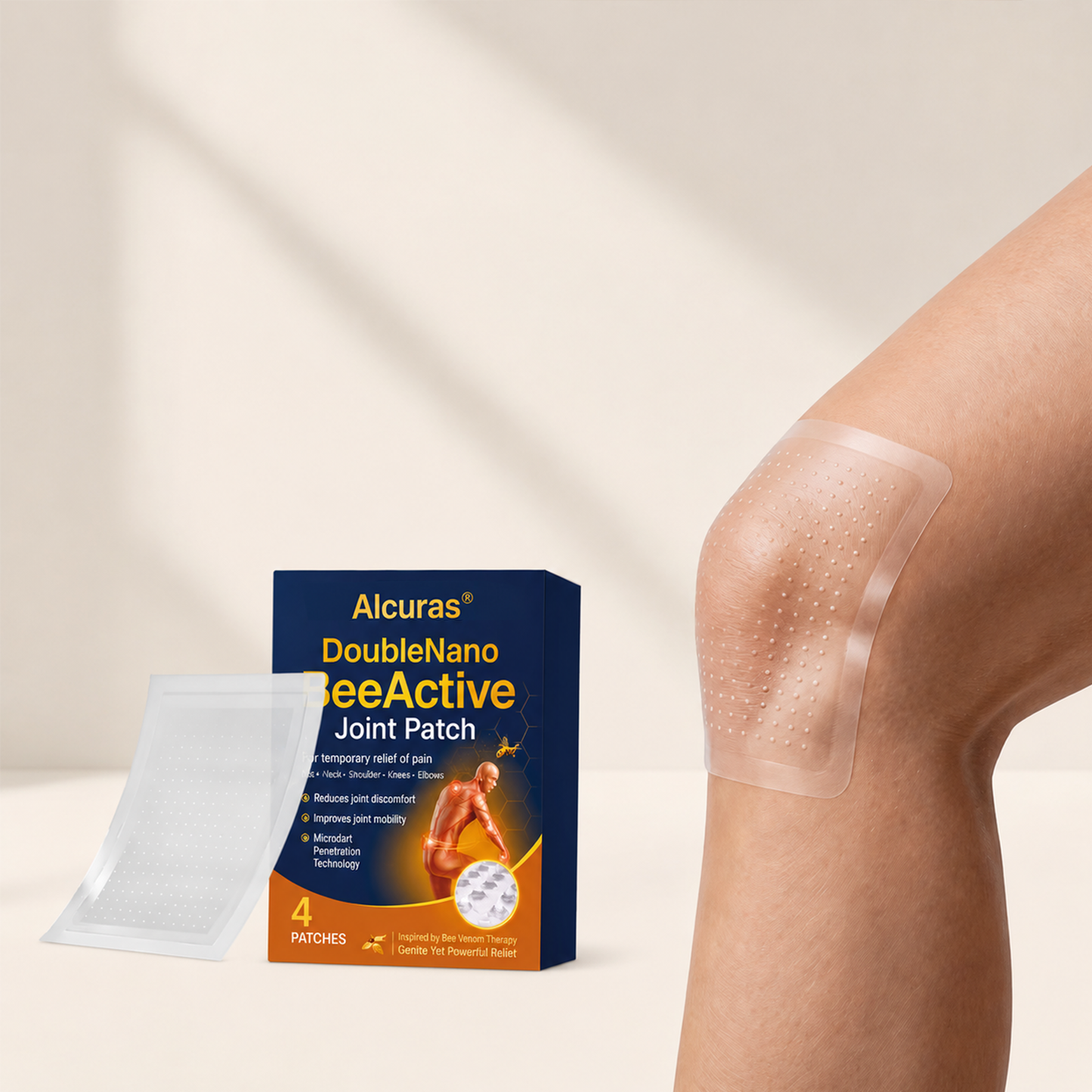 Alcuras® Dual Nano Bee Venom Joint Relief Patch 24H Continuous Penetration Pain Relief Patch