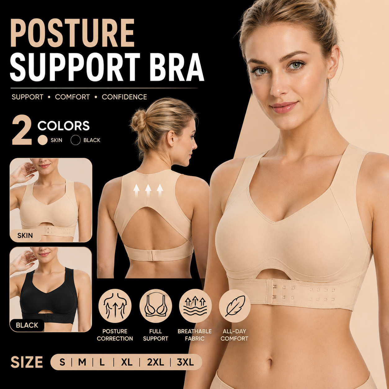 🔥Front Closure Cross-Back Wireless Posture Bra