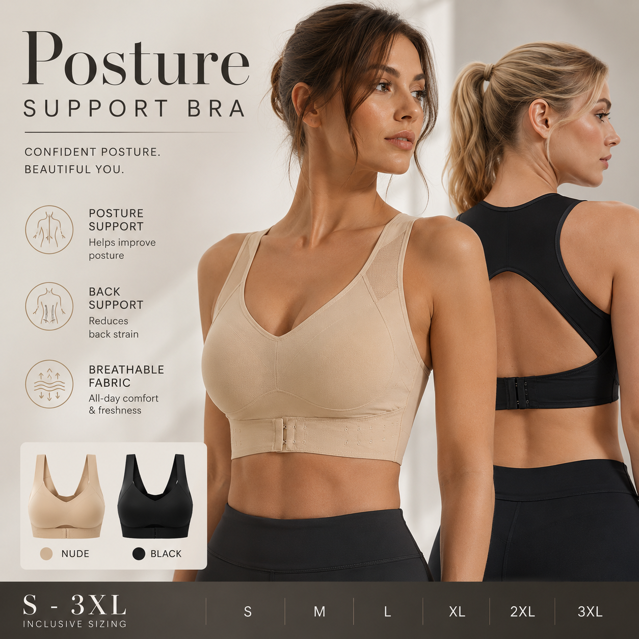 🔥Front Closure Cross-Back Wireless Posture Bra