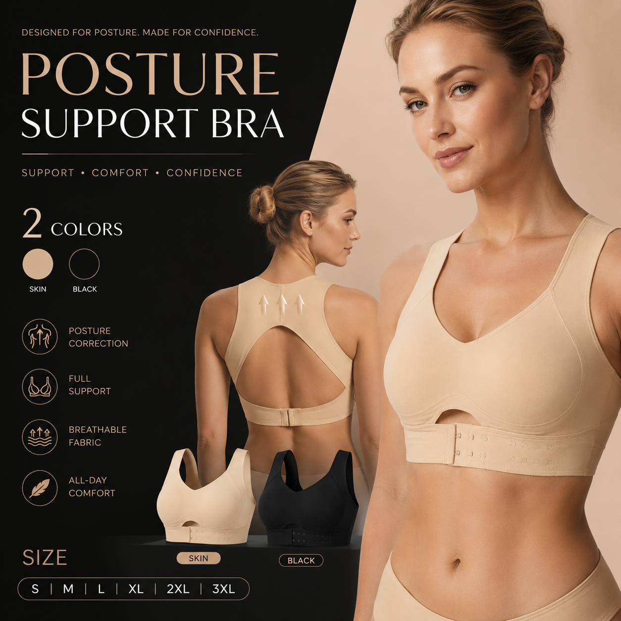 🔥Front Closure Cross-Back Wireless Posture Bra